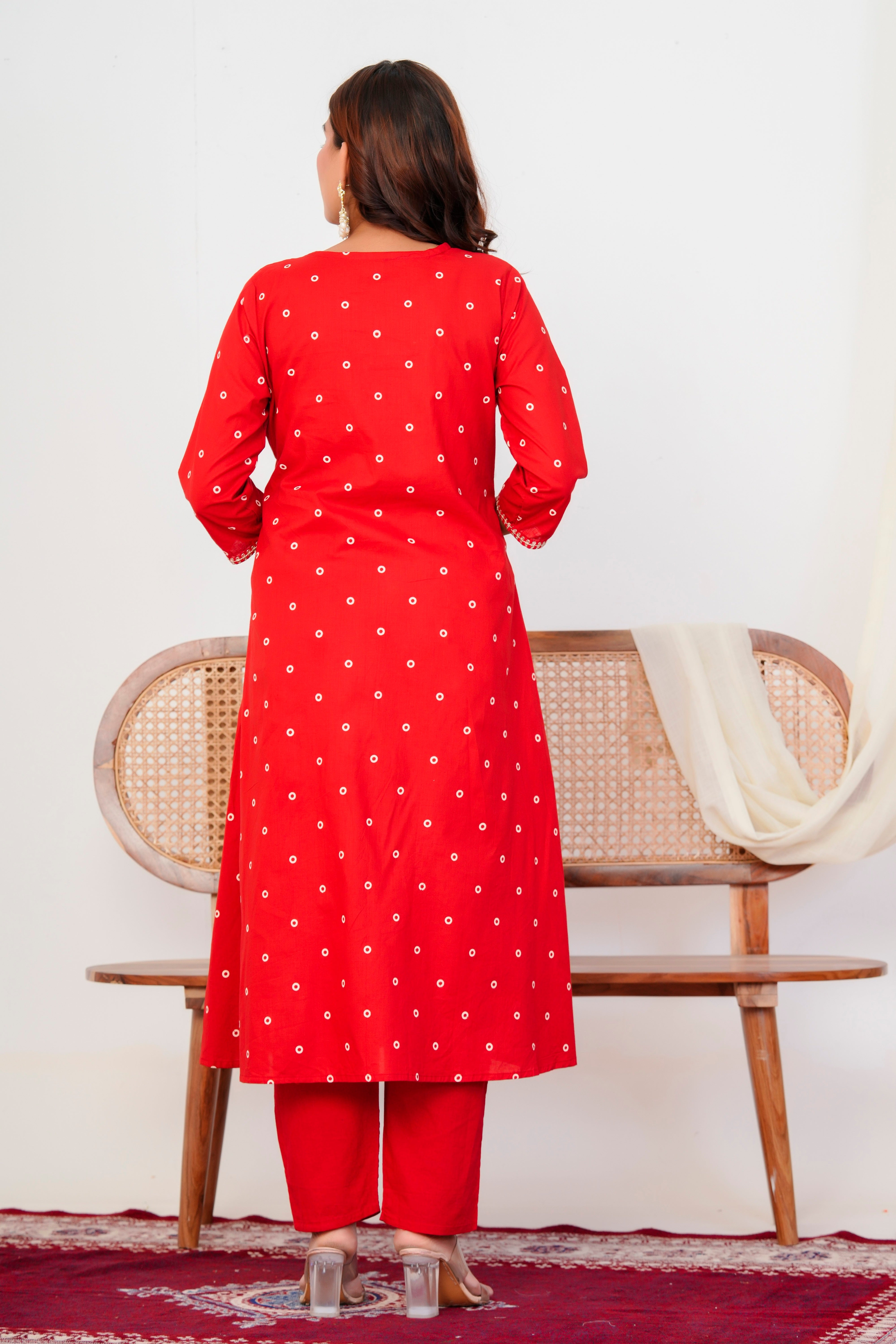 Paisley Handwork A Line Mul Cotton Suit