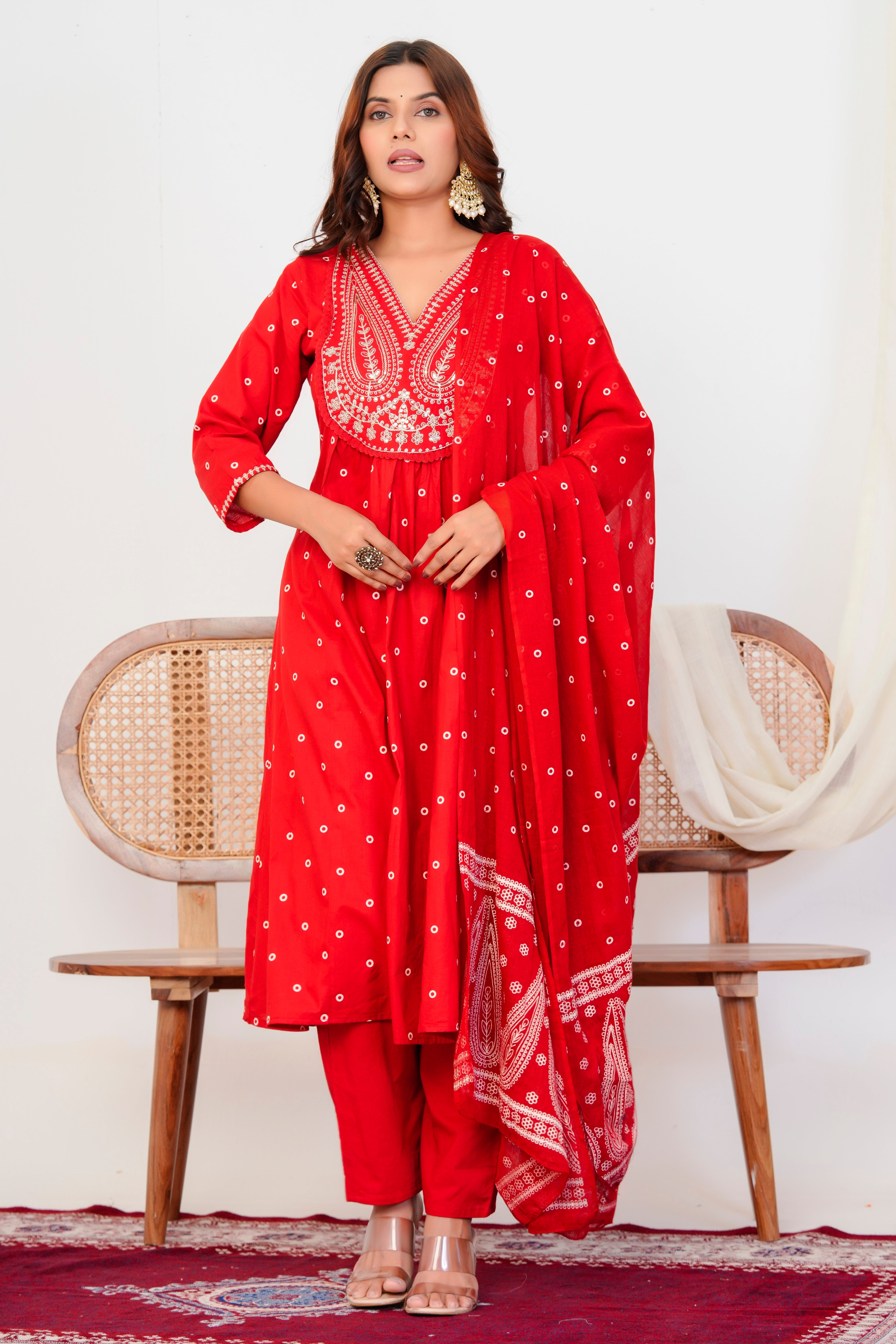 Paisley Handwork A Line Mul Cotton Suit