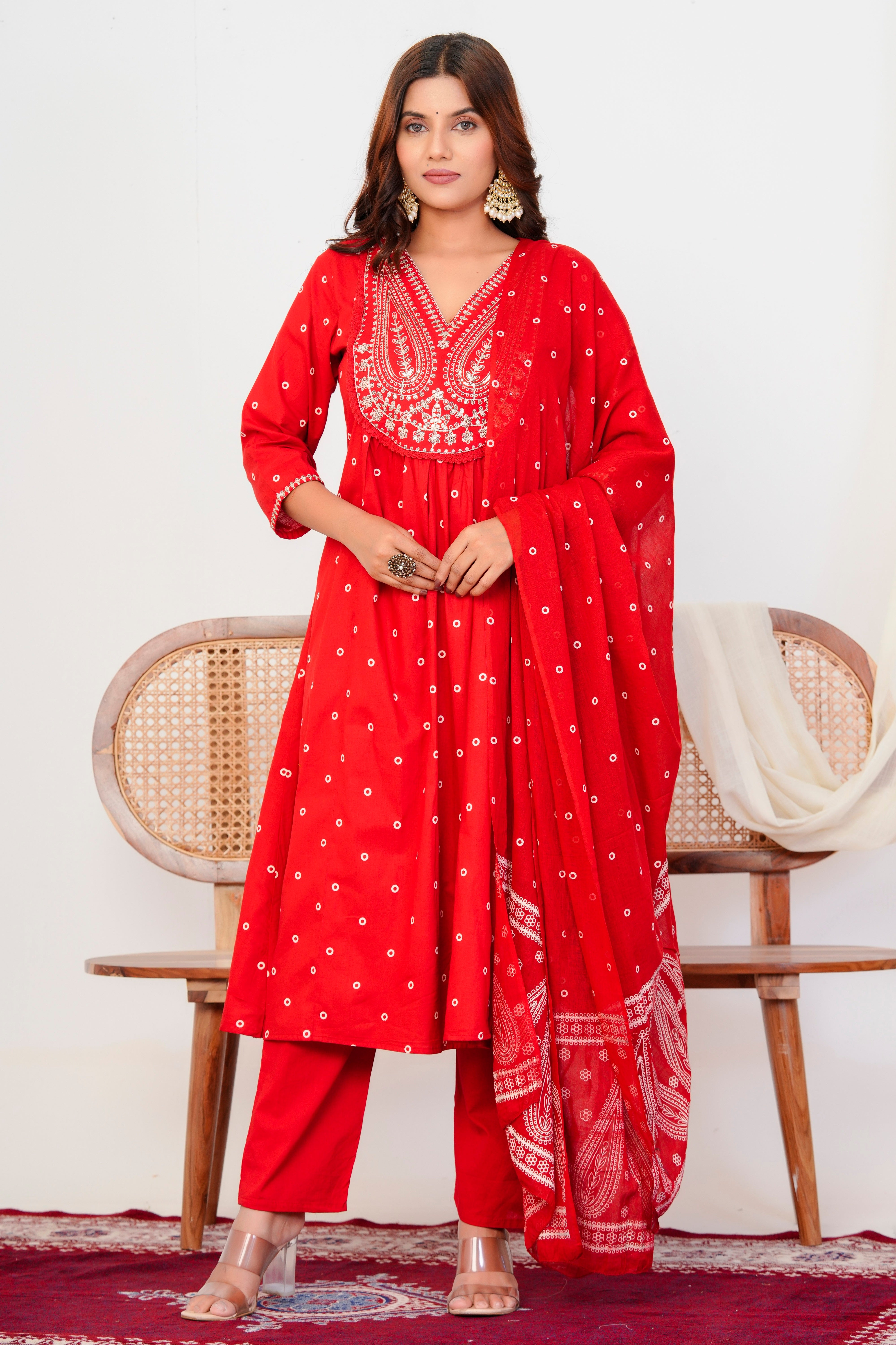 Paisley Handwork A Line Mul Cotton Suit