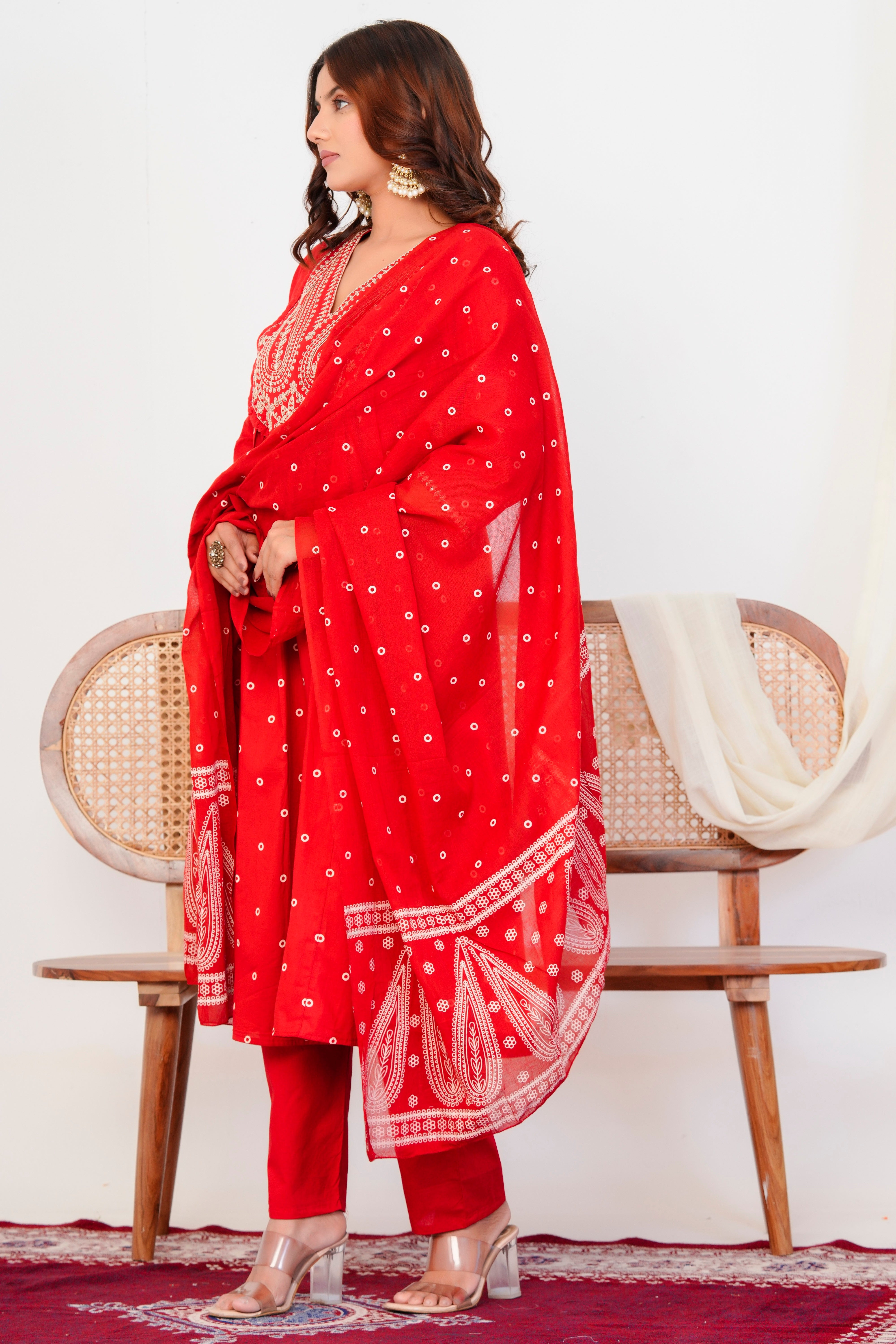 Paisley Handwork A Line Mul Cotton Suit