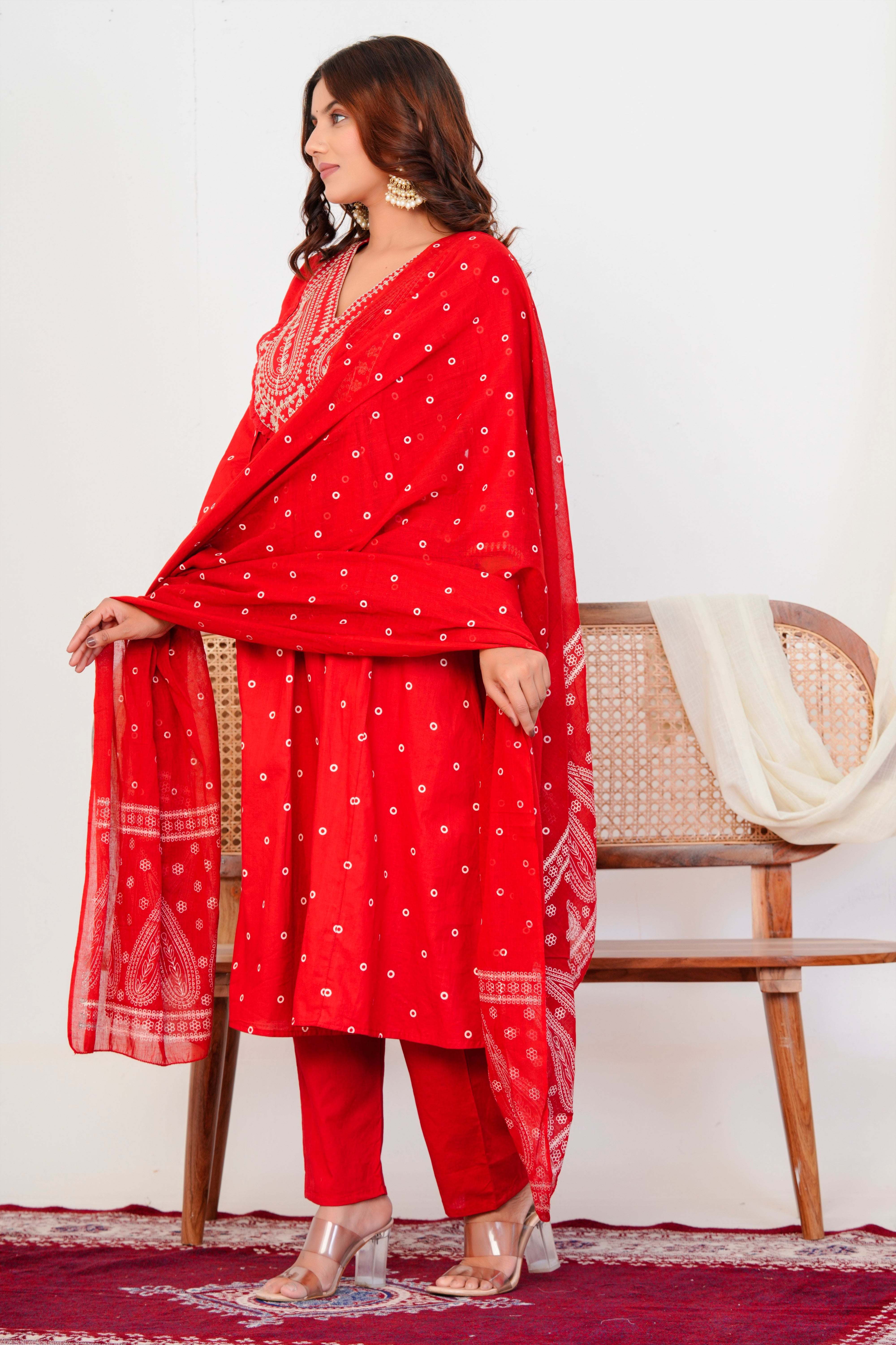 Paisley Handwork A Line Mul Cotton Suit