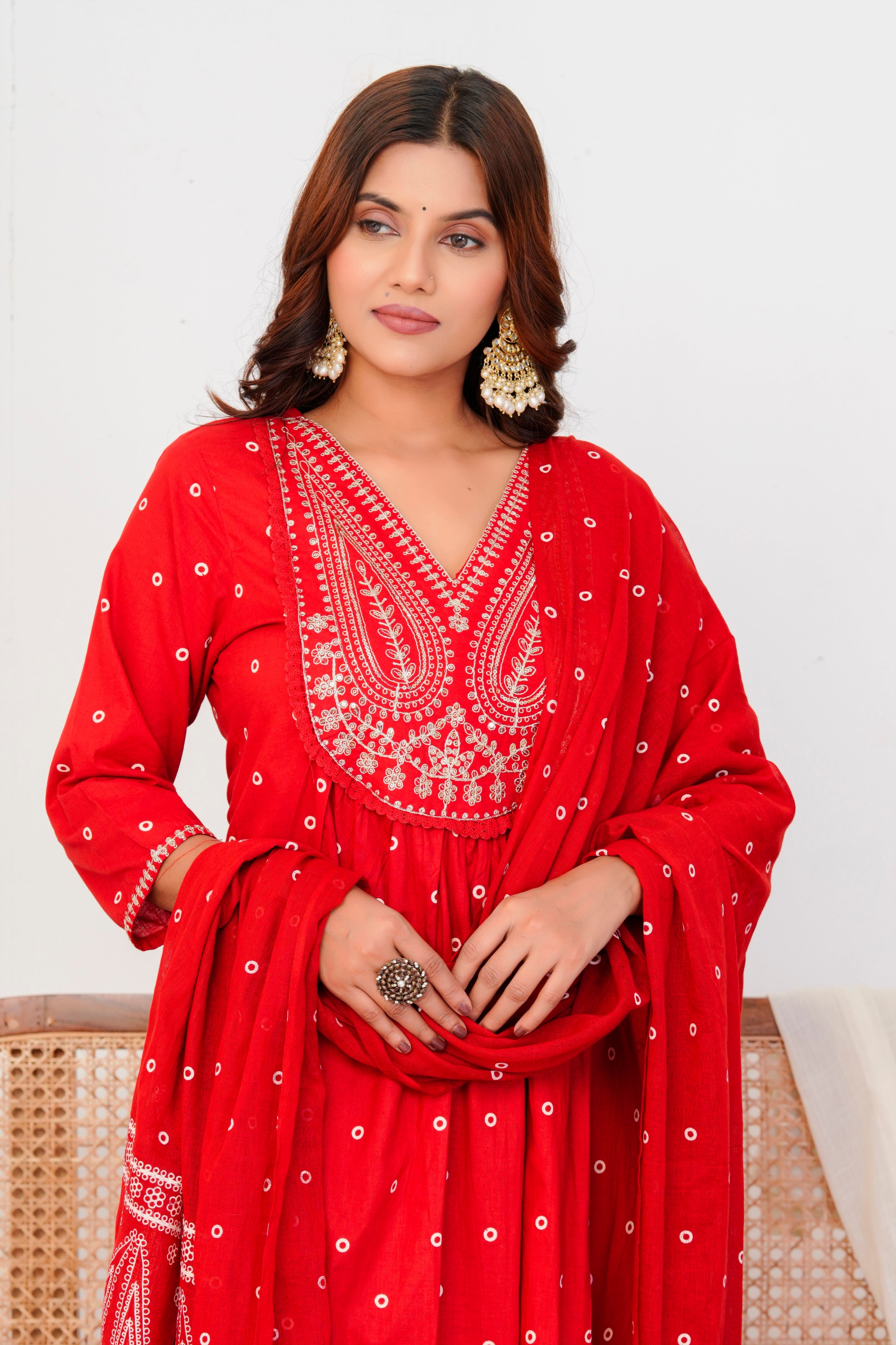 Paisley Handwork A Line Mul Cotton Suit