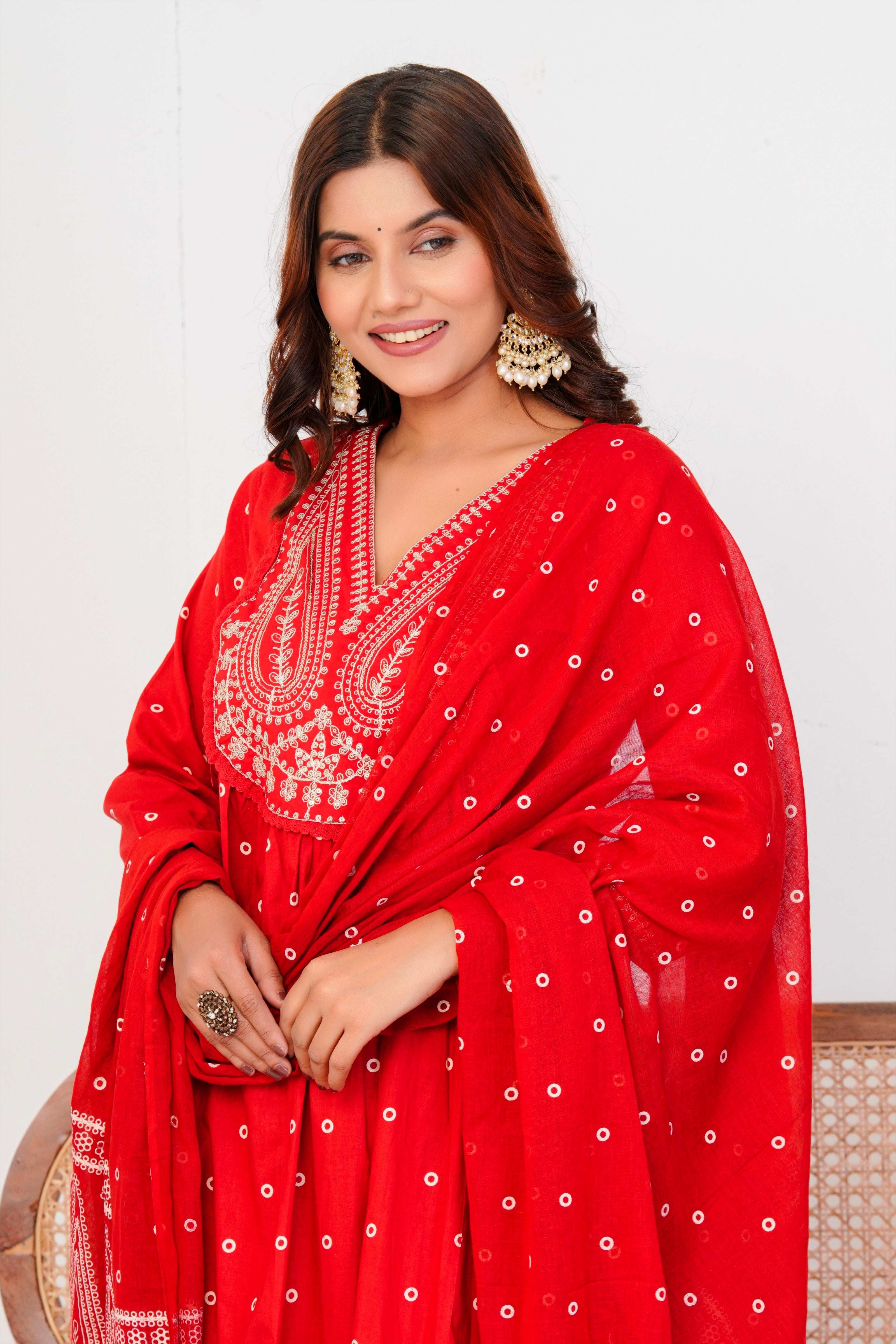 Paisley Handwork A Line Mul Cotton Suit