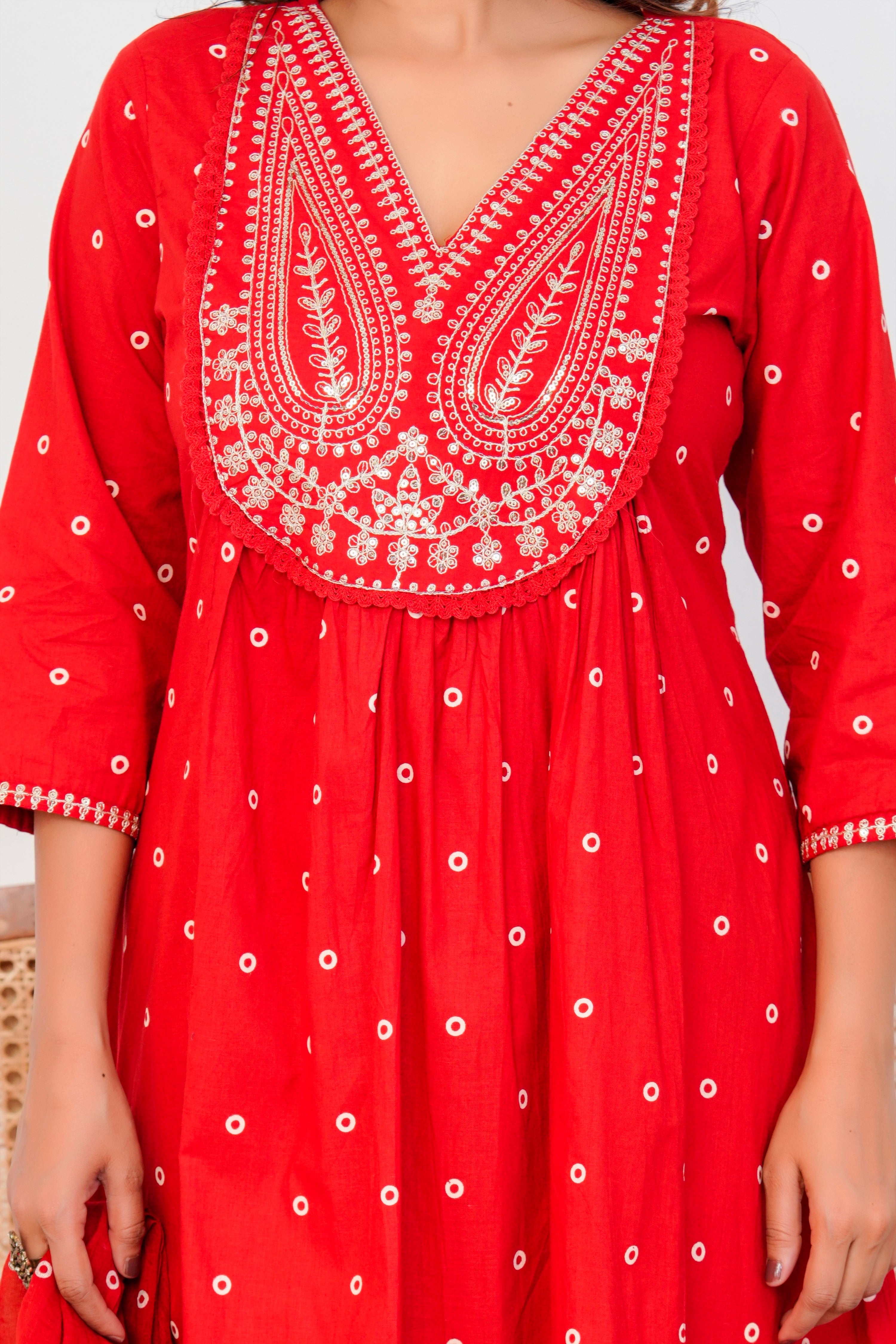 Paisley Handwork A Line Mul Cotton Suit