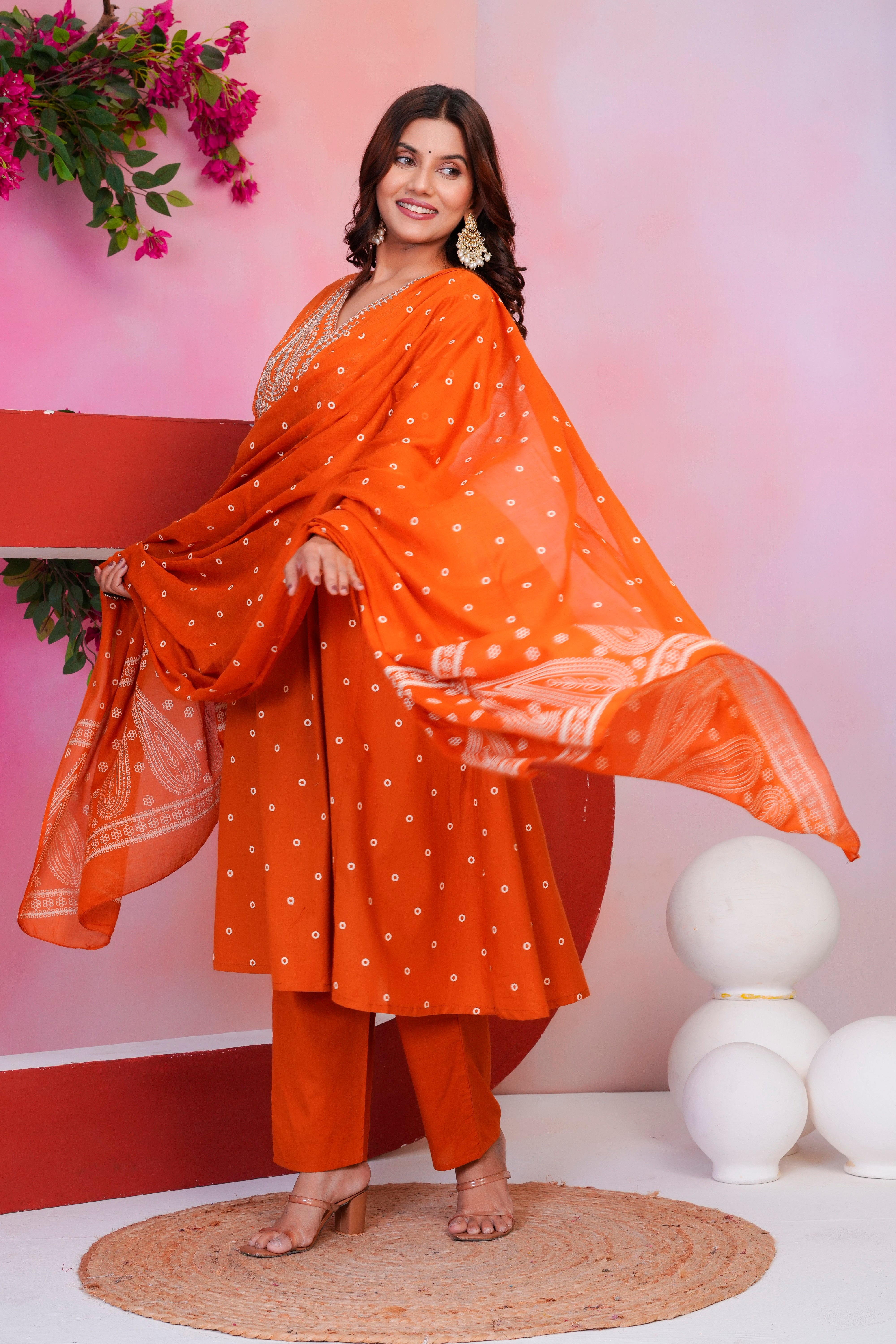 Paisley Handwork A Line Mul Cotton Suit