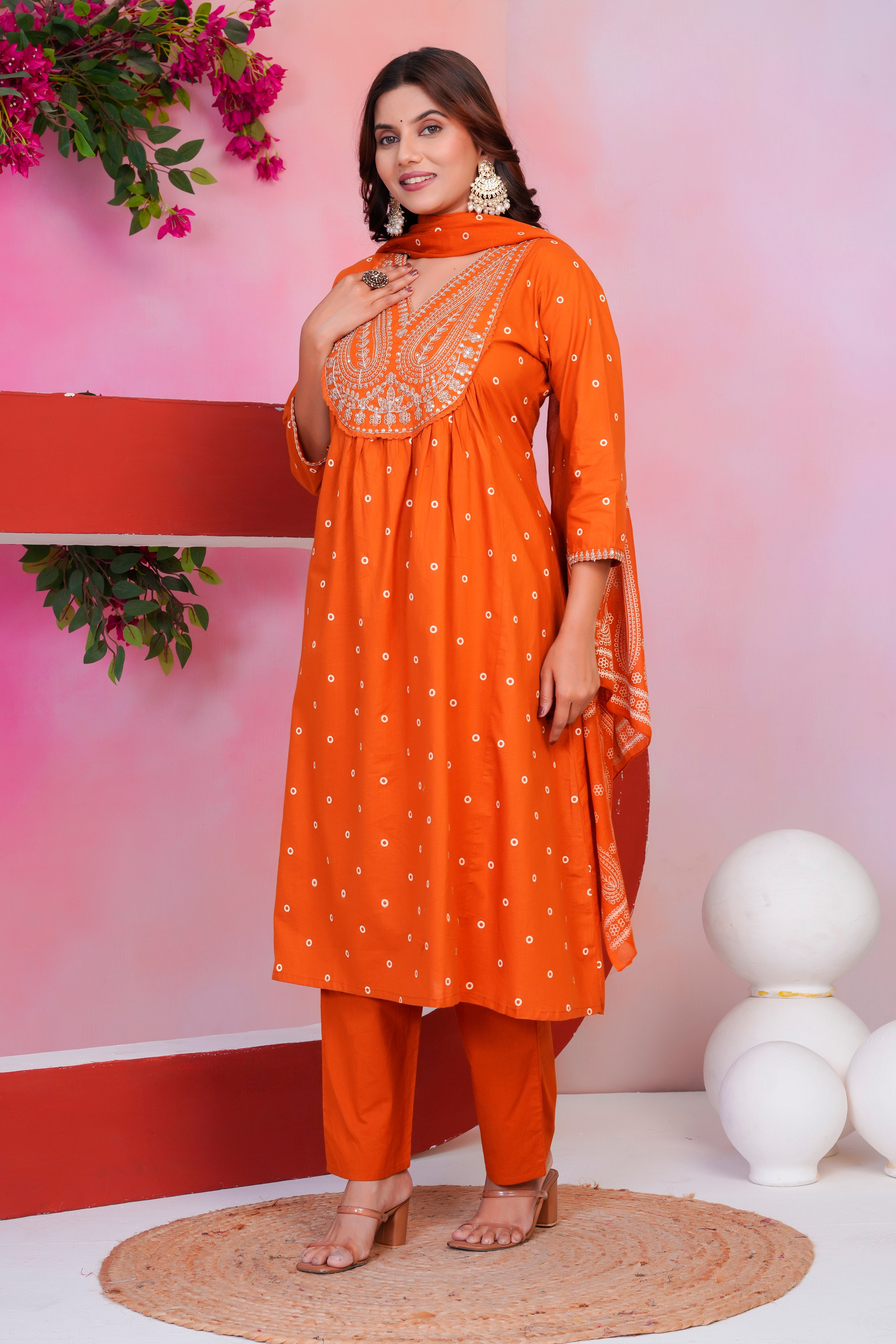 Paisley Handwork A Line Mul Cotton Suit