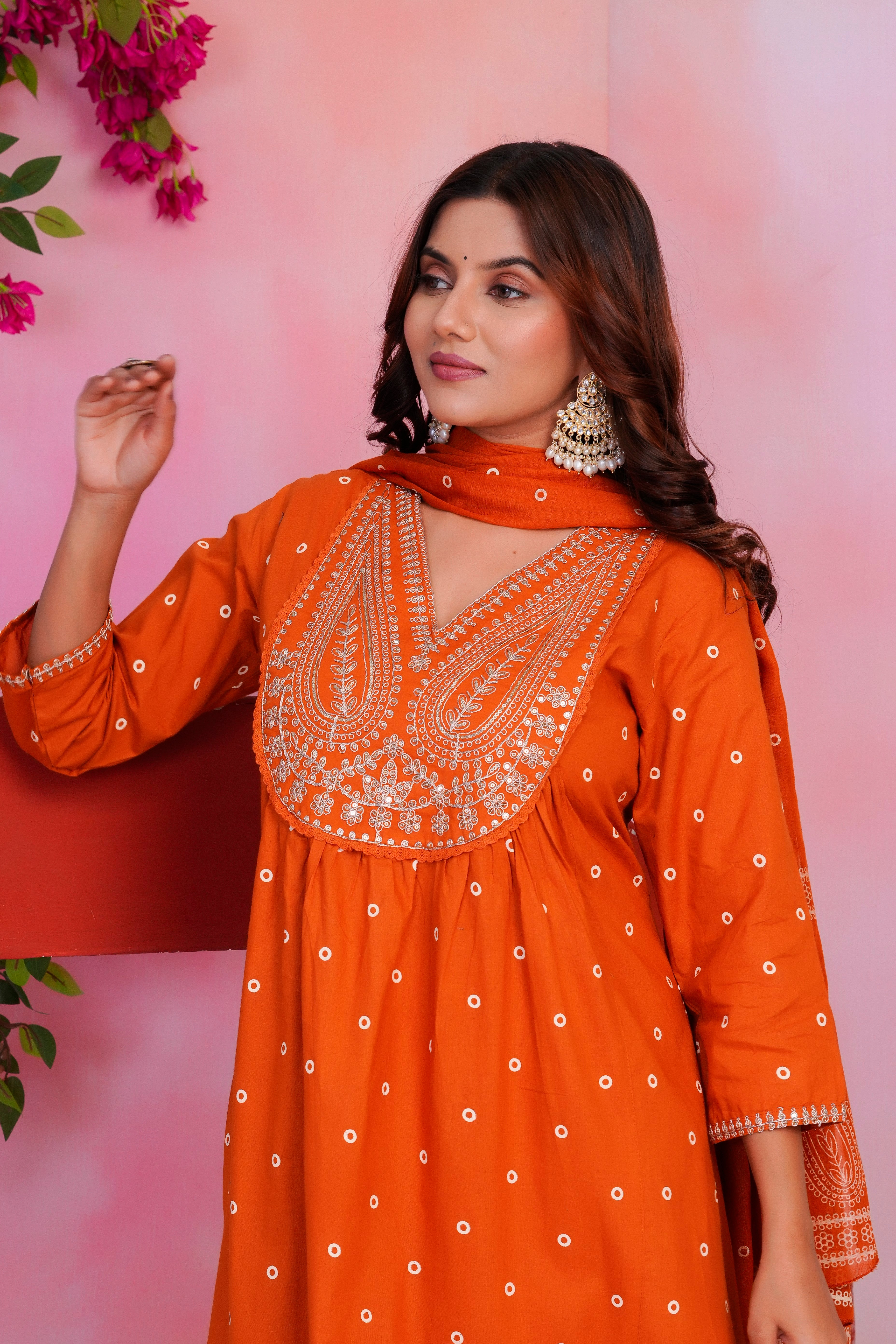 Paisley Handwork A Line Mul Cotton Suit