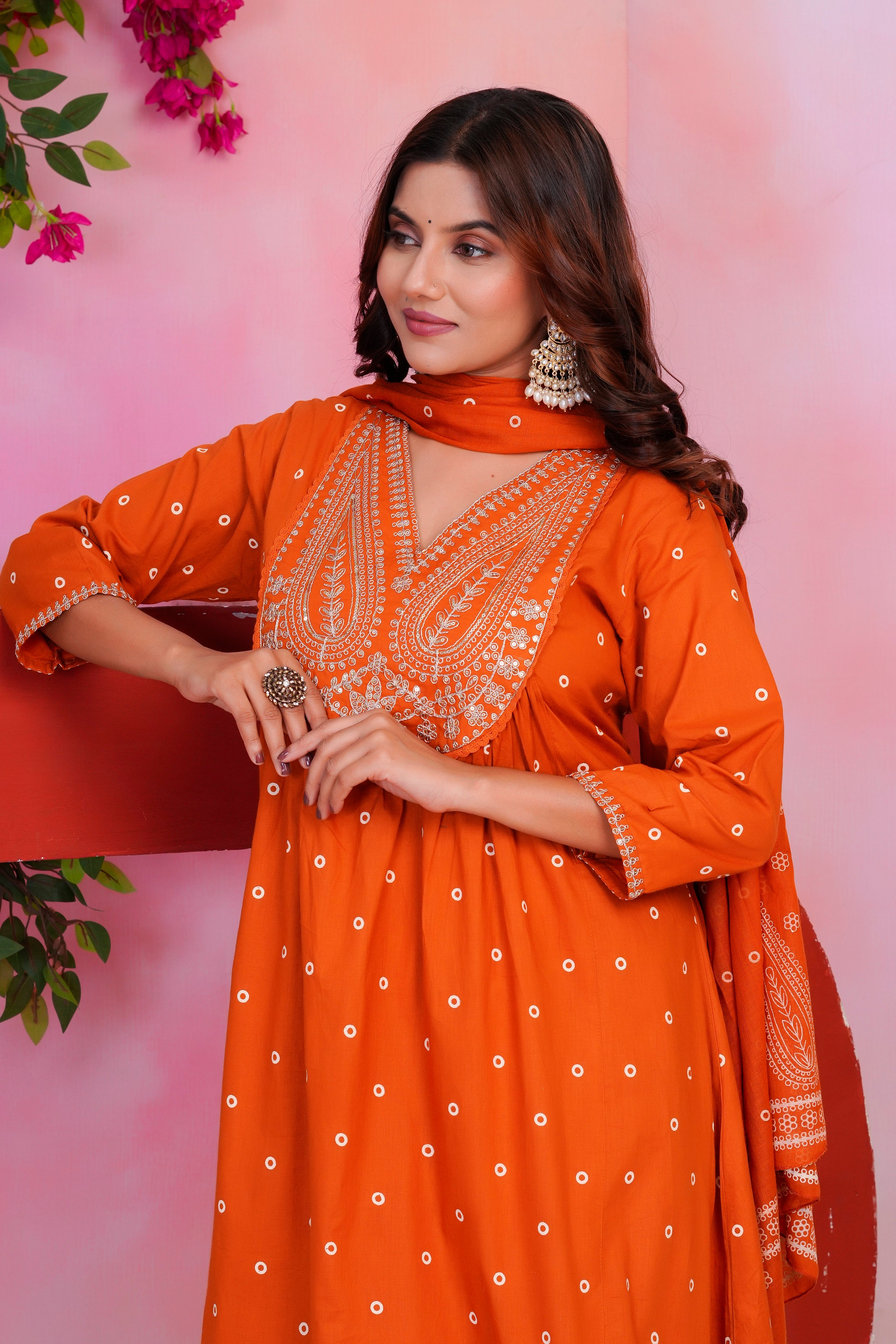 Paisley Handwork A Line Mul Cotton Suit