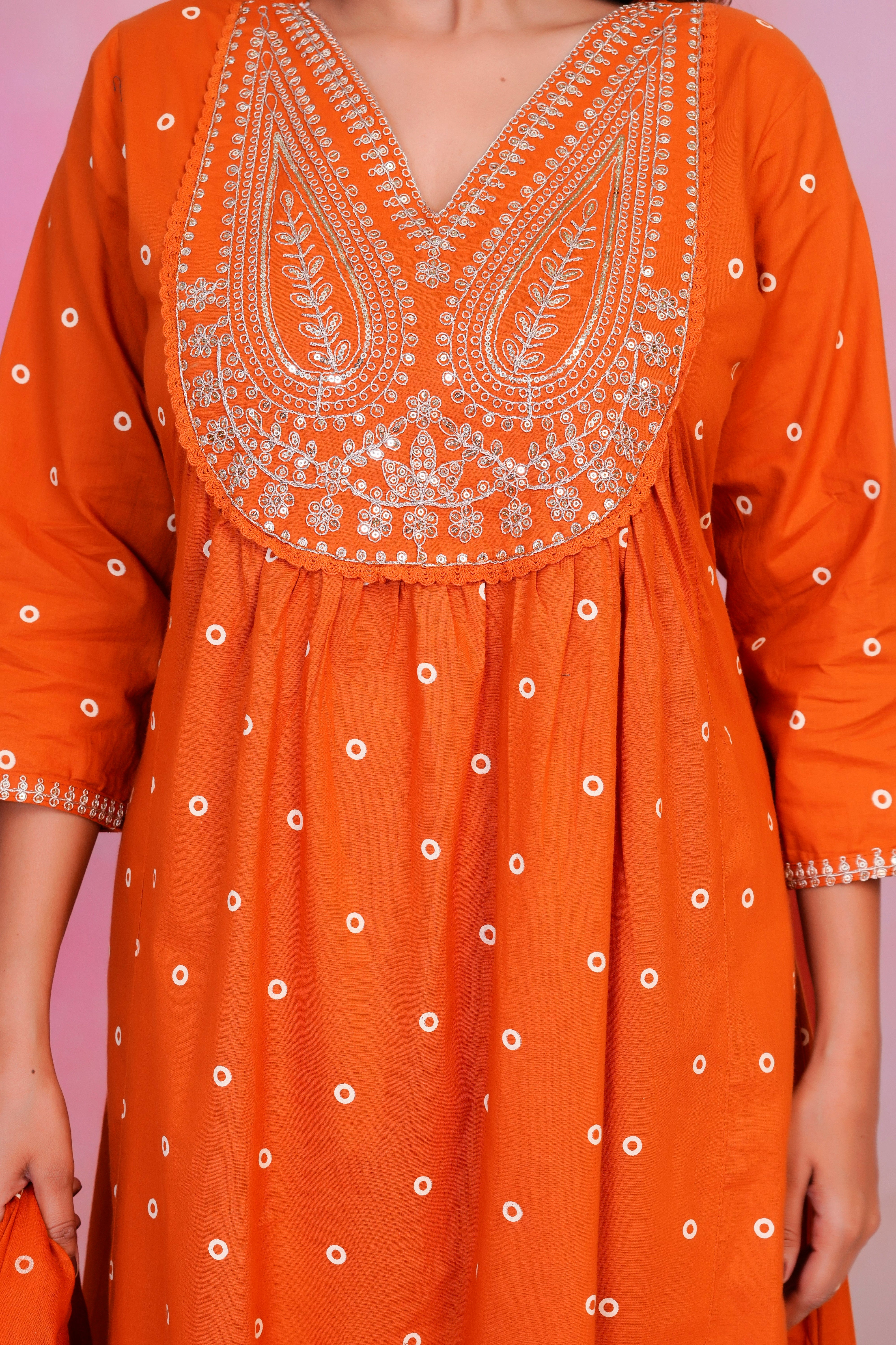 Paisley Handwork A Line Mul Cotton Suit