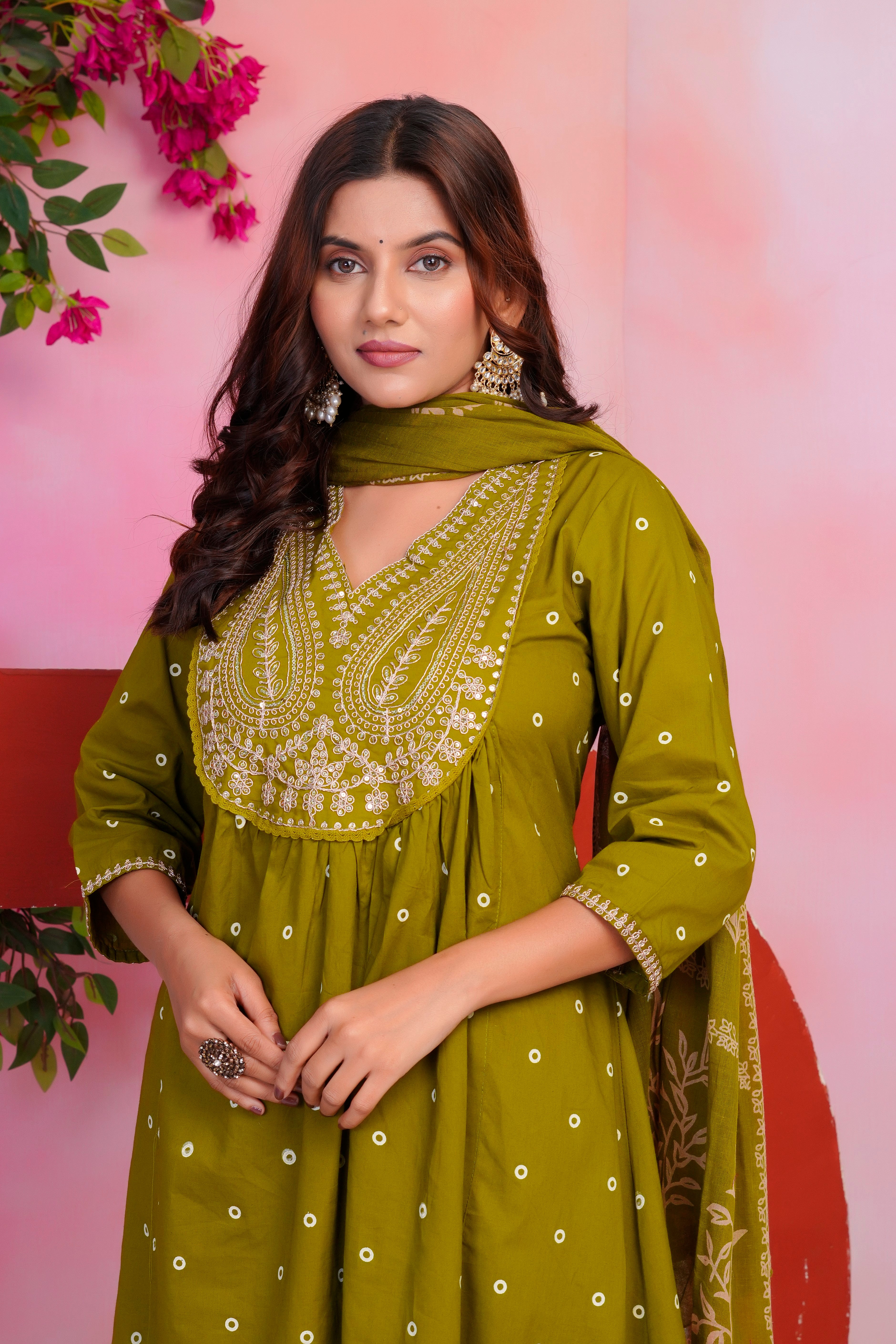 Paisley Handwork A Line Mul Cotton Suit