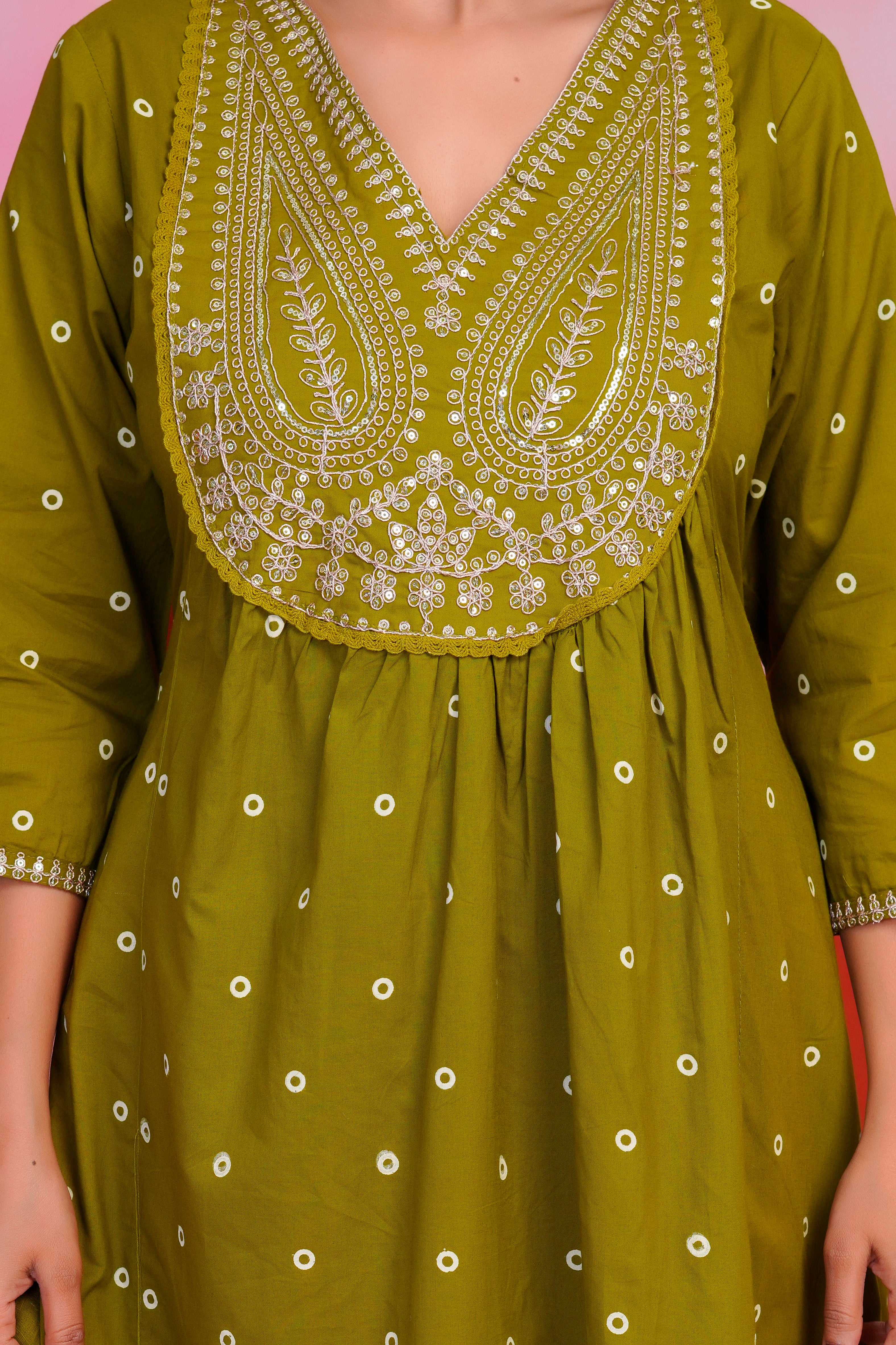 Paisley Handwork A Line Mul Cotton Suit