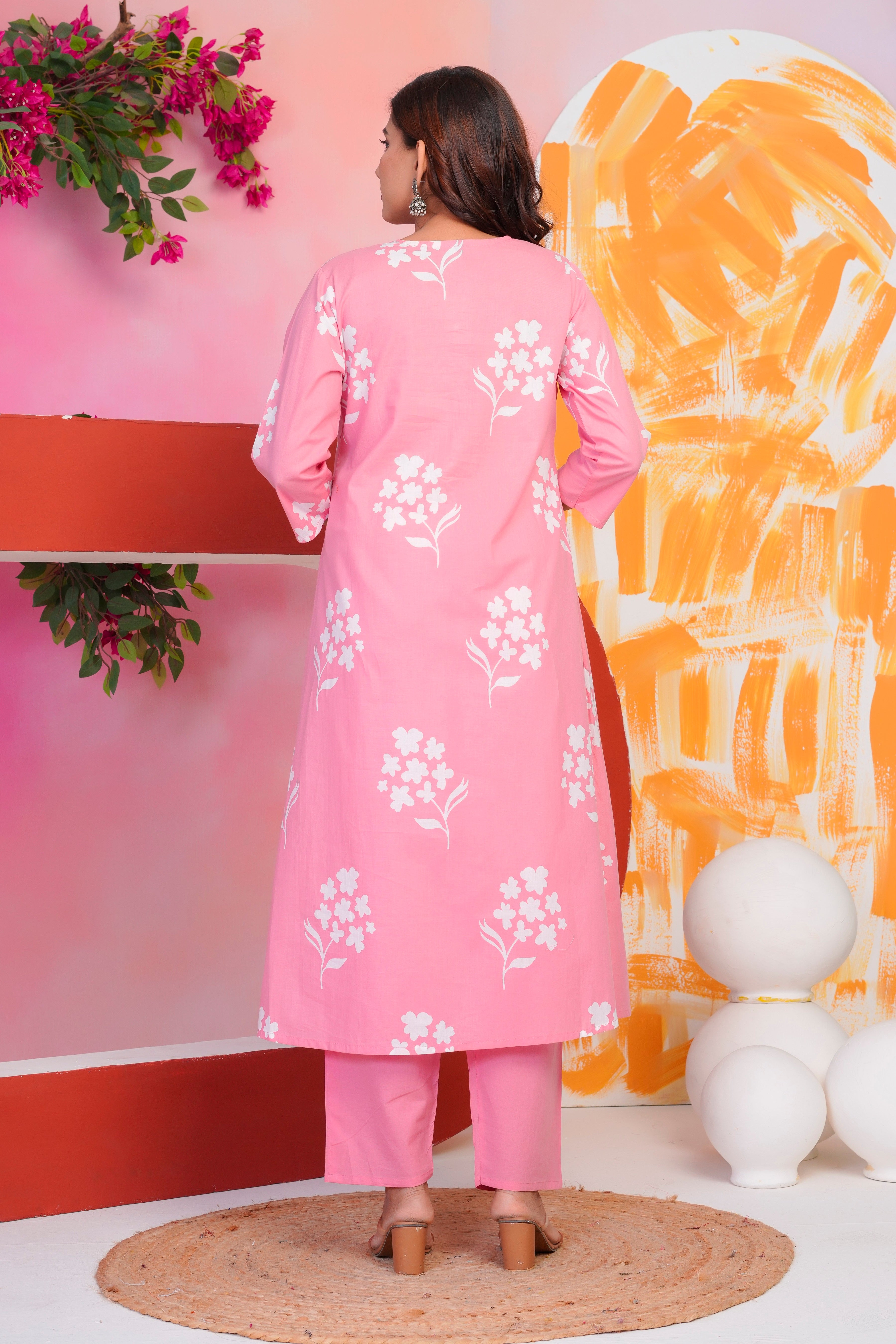 Floral Print A-Line Kurta Set
