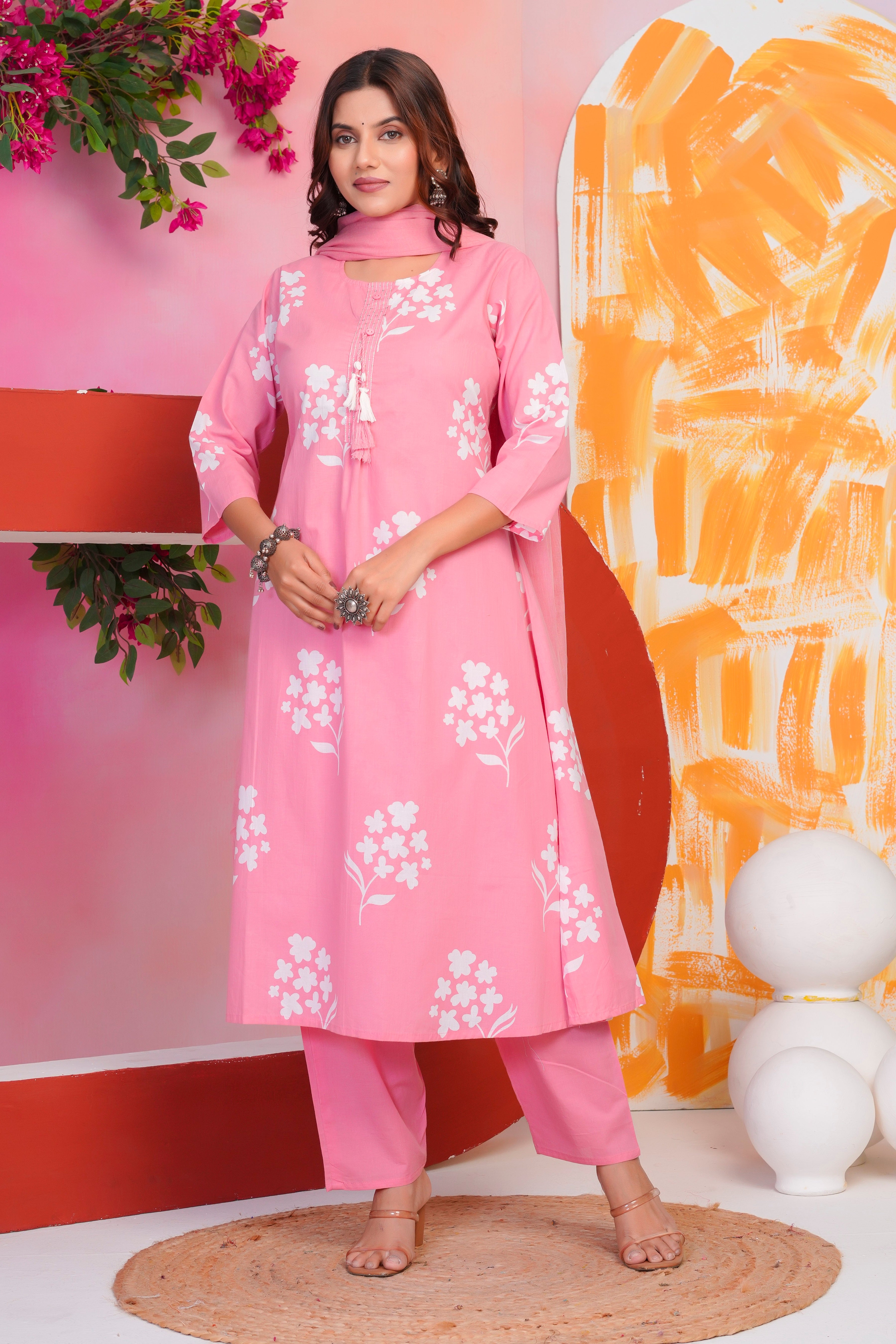 Floral Print A-Line Kurta Set