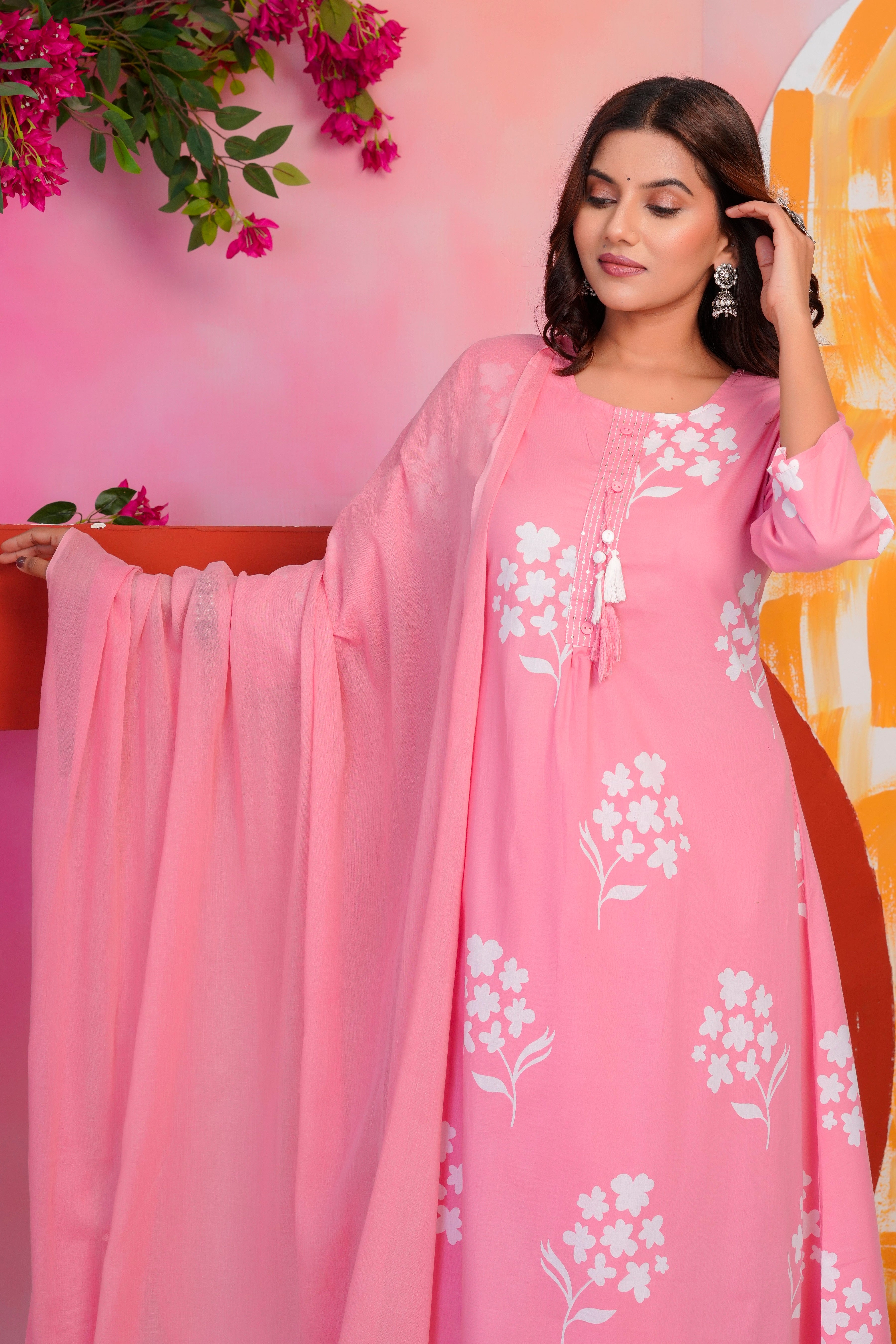 Floral Print A-Line Kurta Set