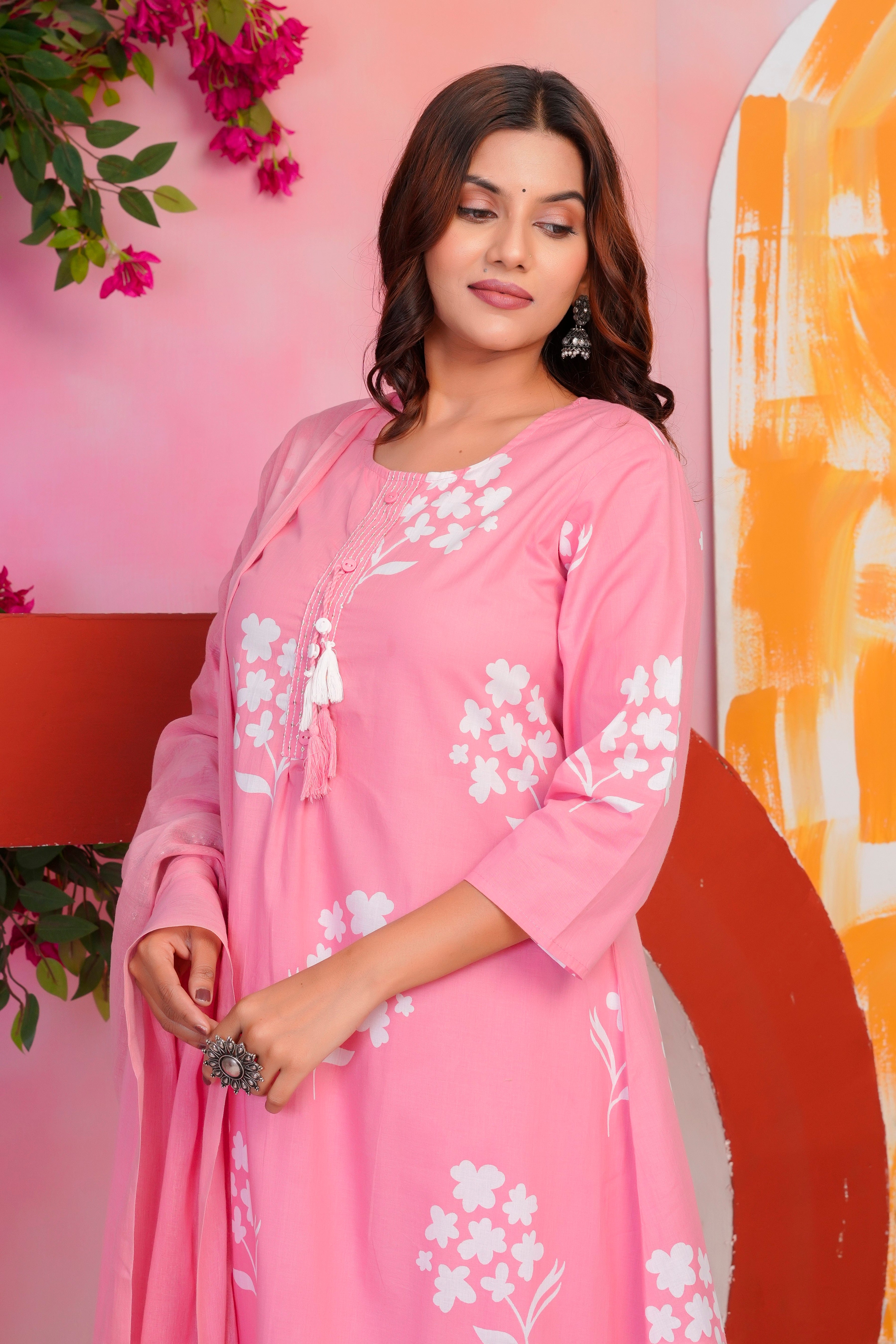 Floral Print A-Line Kurta Set