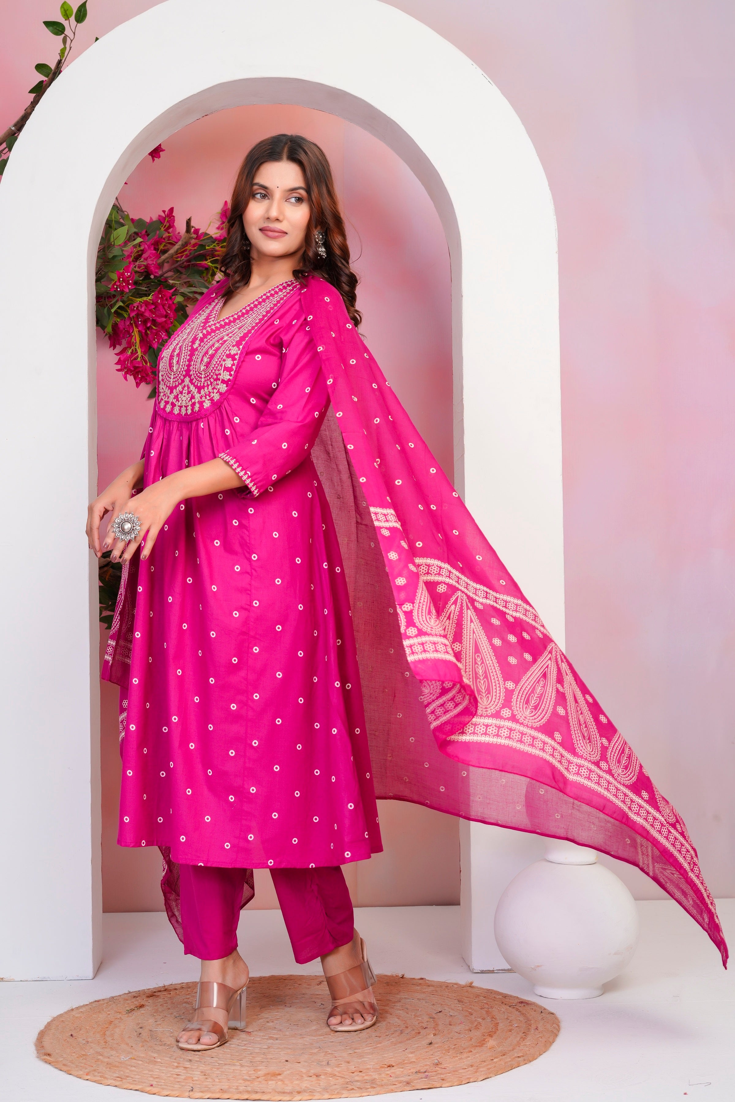 Paisley Handwork A Line Mul Cotton Suit