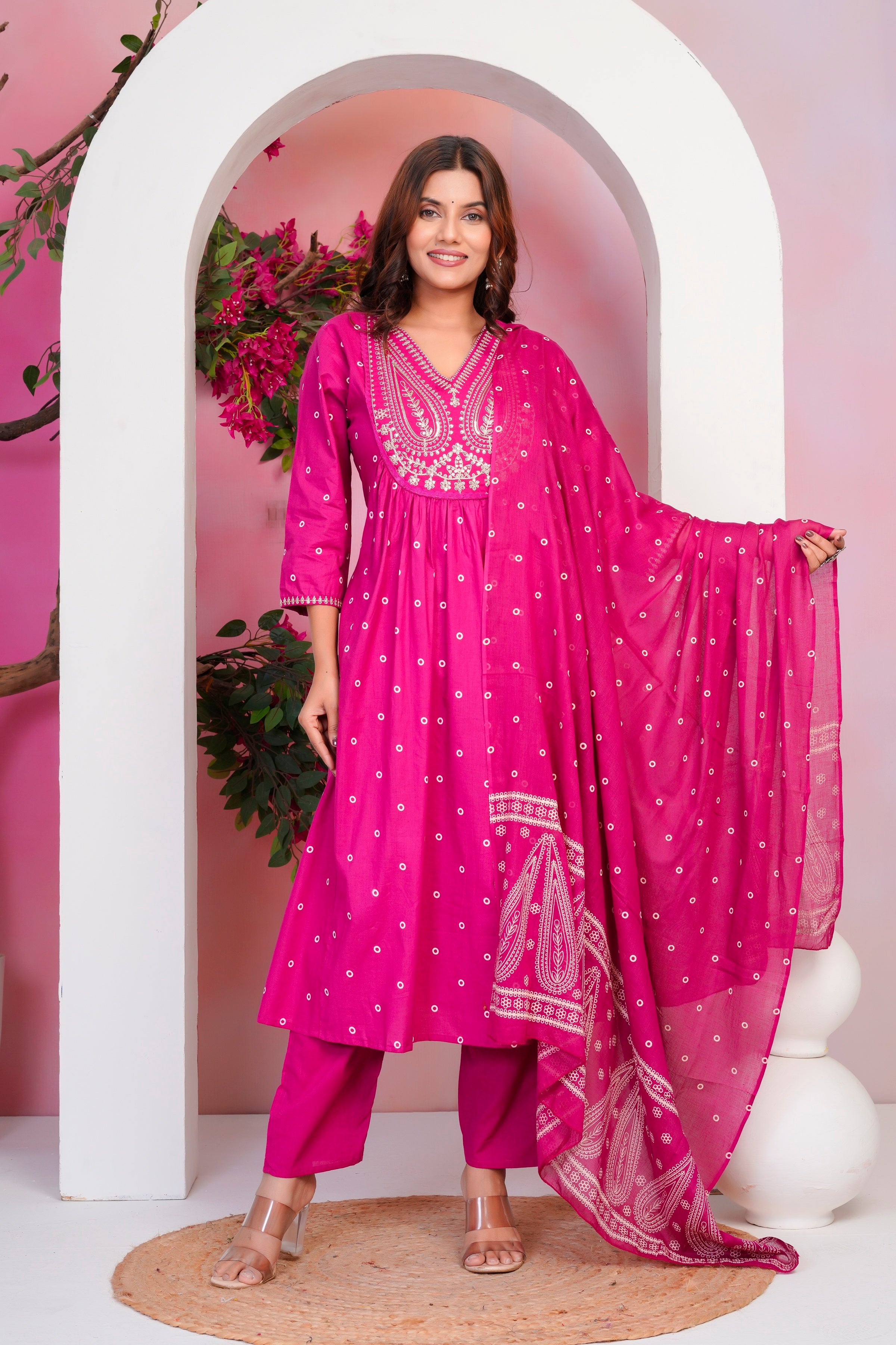 Paisley Handwork A Line Mul Cotton Suit