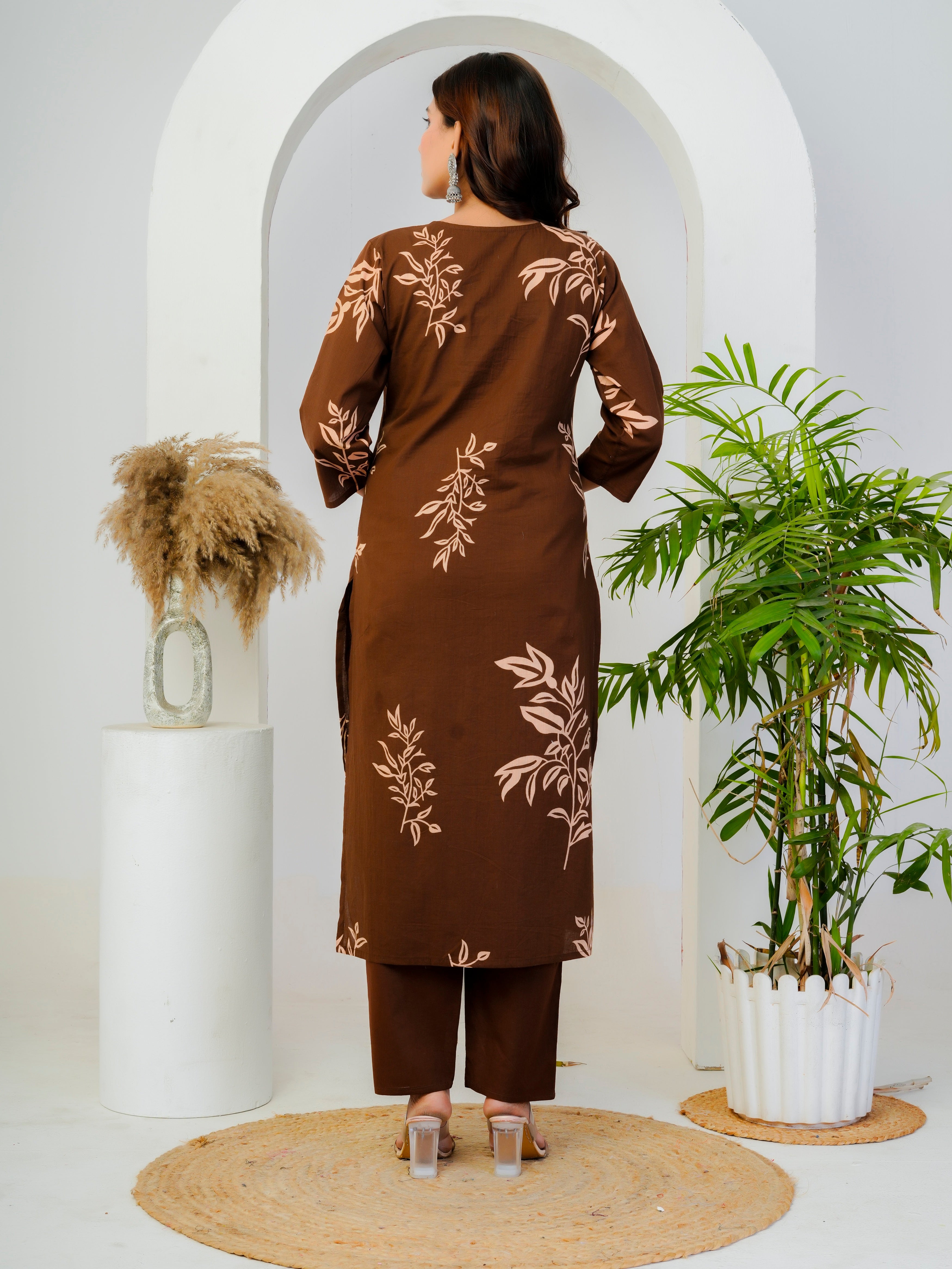 Bna Bnaya Floral Print Cotton Embroidered Kurta Pant Dupatta set