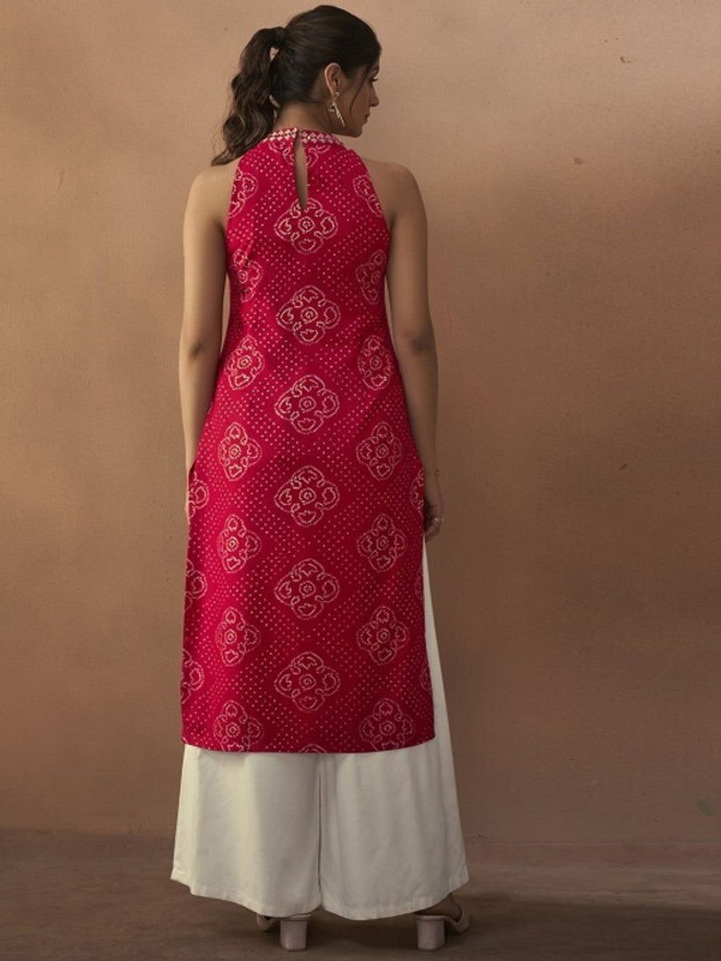 Printed Halter Neck Straight Kurta