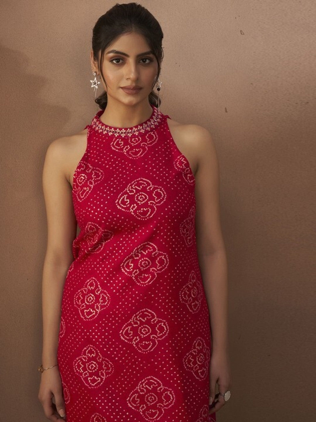 Printed Halter Neck Straight Kurta